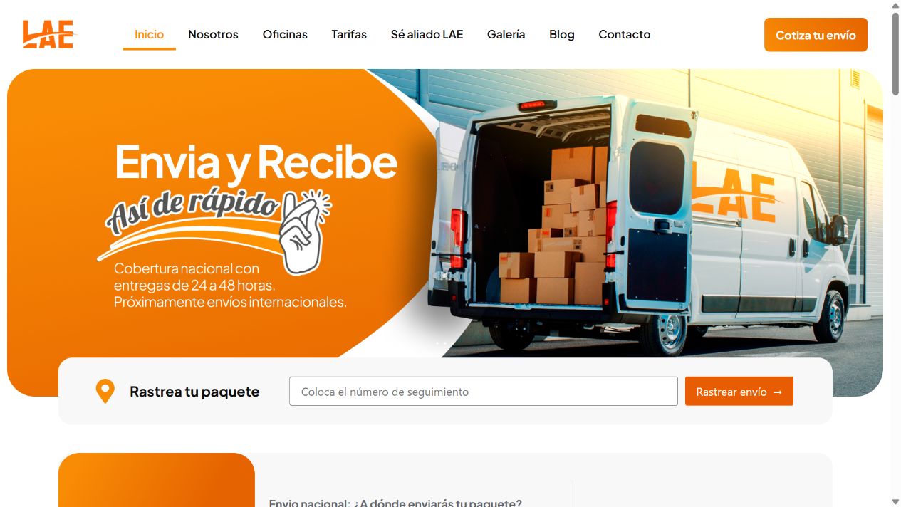 Banner principal de LA Envíos · web